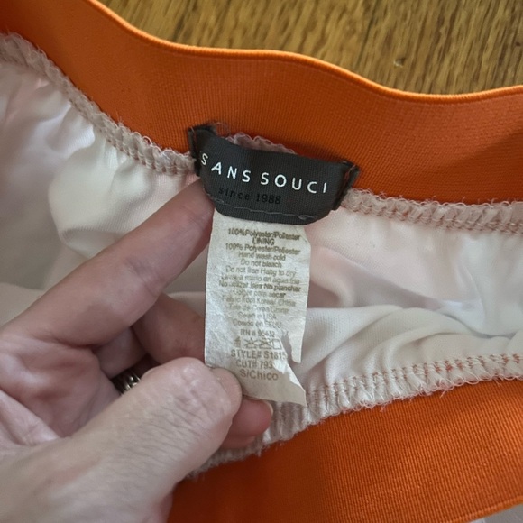 Sans Souci Women’s Midi Skirt Peach Sz S  Pleated Lined  Glam Retro - Picture 3 of 5